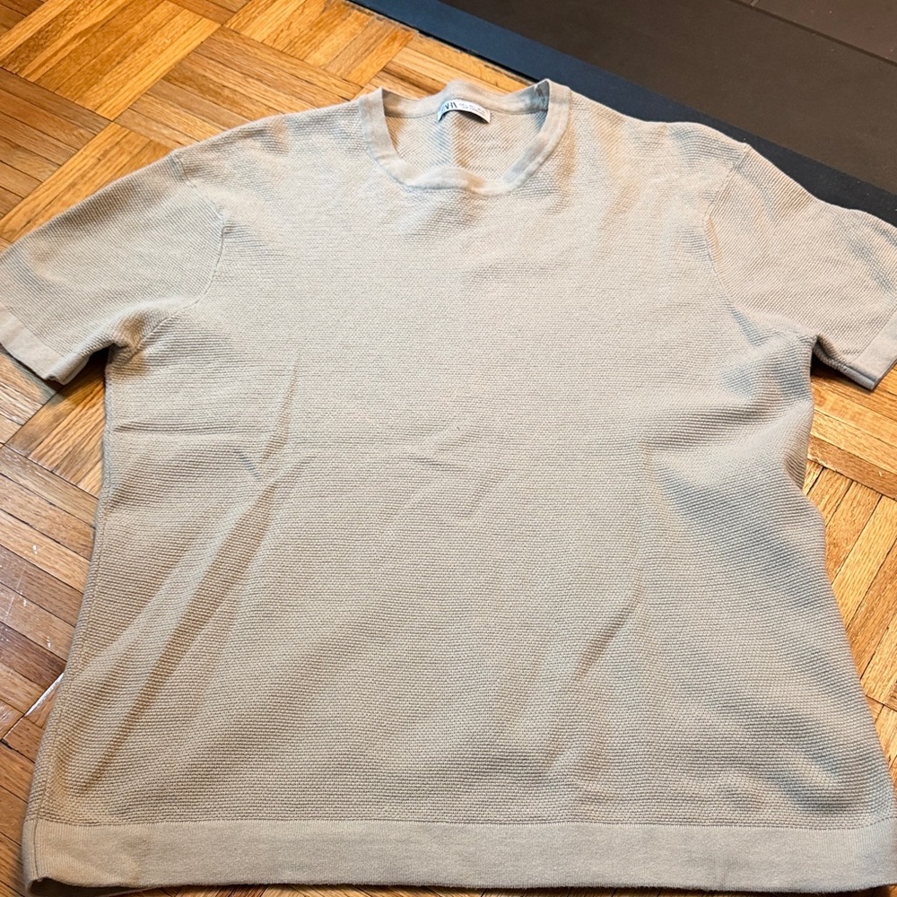 Zara Tan Textured Knit Sweater